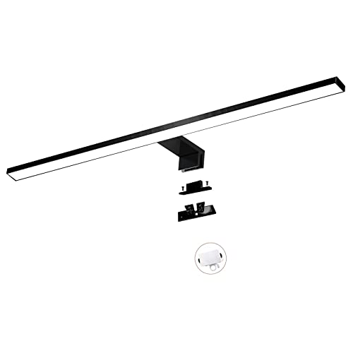 YIQAN 60cm Led Badezimmerleuchte 13w 1100 lm Spiegelleuchte 3000K warmes mattes schwarzes Licht Badezimmerschrankleuchte Schrankbeleuchtung Clipleuchte Schminkleuchte 3 Installationsmöglichkeiten… von YIQAN