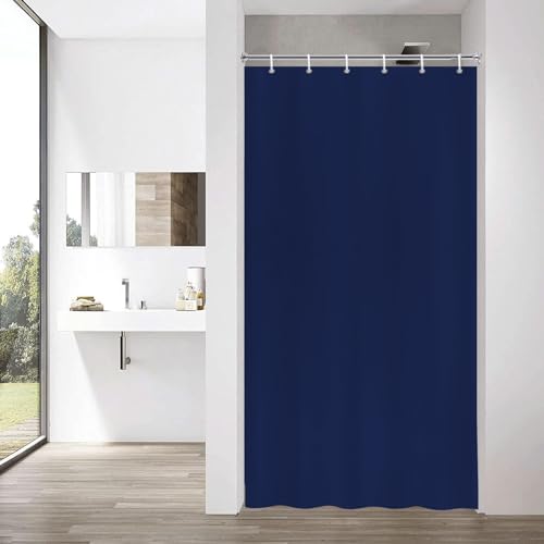 YISURE Duschvorhang mit Gewicht 100 x 180 Marine Blau, schmaler Duschvorhang 100cm breit für kleine Badewannen, Navy Blau Polyester Stoff Badevorhang, Breite 100 x Höhe 180cm von YISURE