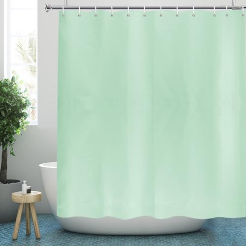 YISURE Duschvorhang mit Gewicht 200x220 Grün Textil, Polyester Stoff Duschvorhang badewanne mit Magnetische Gewichte wasserabweisend maschinenwaschbar, Breite 200 x Extra Höhe 220cm von YISURE