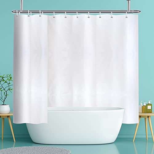 YISURE Duschvorhang 240x180 Weiß Antischimmel für Badezimmer, extra breiter Duschvorhang, extra lang, wasserabweisend für Badewanne, perfekt als Raumteiler, Breite 240 x Höhe 180cm von YISURE