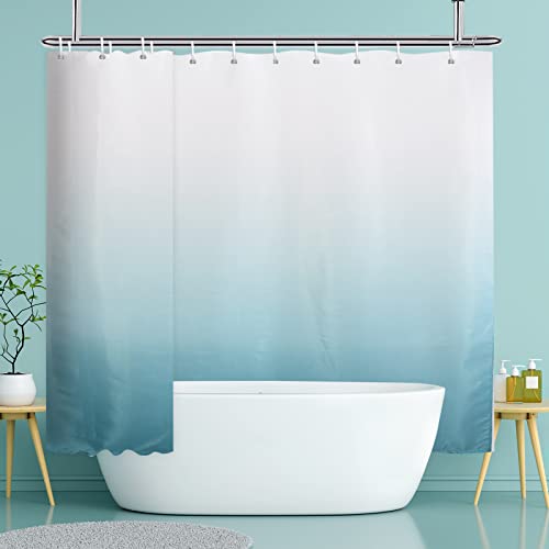 YISURE Duschvorhang 240x200 türkis, Streifen Farbverlauf Blau Textil Vorhang für Bad und Badewanne, Breite 240 x Höhe 200cm von YISURE