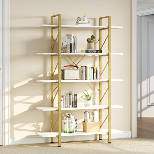 YITAHOME Bücherregal Weiß, Bücherregale Wohnzimmer 120x30x180cm, Standregal Regal Weiss für Büro, Schlafzimmer von YITAHOME