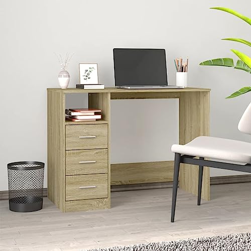 Computertisch Study Table Sekretär Schreibtisch Schreibtisch mit Schubladen Sonoma-Eiche 102x50x76 cm Computertisch Study Table Sekretär Schreibtisch Schreibtisch mit Schubladen Sonoma-Eiche 102x50x76 cm von YITHOPI