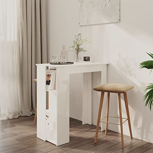 YITHOPI Esstisch Bar Sofa Konsole Wohnzimmertisch Bartisch mit Regal Hochglanz-Weiß 102x50x103,5 cm Holzwerkstoff YITHOPI Esstisch Bar Sofa Konsole Wohnzimmertisch Bartisch mit Regal Hochglanz-Weiß 102x50x103,5 cm Holzwerkstoff von YITHOPI