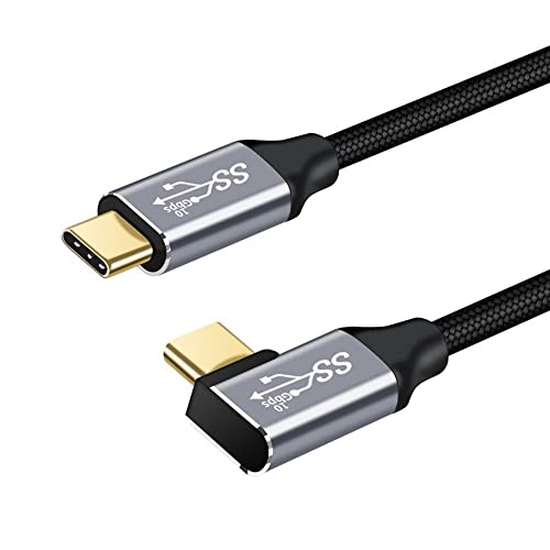 YIWENTEC USB C auf USB C m?nnlich Winkel 3 m Kabel, USB C Datenkabel USB 3.1 Gen 2 10 Gbps Data Transfer USB C 100 W Kabel, 4K 60 Hz USB C Display Cable von YIWENTEC