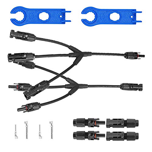 YIXISI 1 Paar T-Typ (1 bis 3) T Stecker,Männlich/Weiblich Solarpanel Kabelstecker,Solar Panel Kabel Anschlüsse Stecker,Photovoltaik Steckverbinder mit Schraubenschlüssel von YIXISI