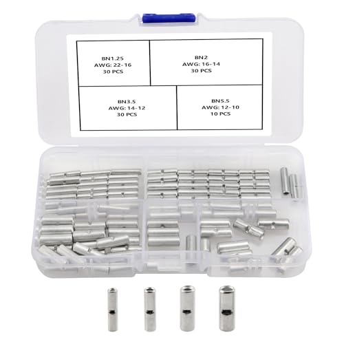 YIXISI 100 Stücke 4 Typen Nicht isolierte Butt Connectors kit, Kabel Ferrule Kabel Crimp Terminal, Zylindrischen Stoßverbinder, für Elektrische Spleiße DIY von YIXISI