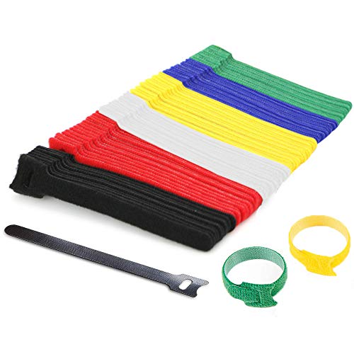 YIXISI 120PCS Klettband Kabelbinder, Klett Kabelbinder wiederverschließbar, Kabelbinder mit Klett, für Zuhause Büro, Auto, PC, TV Kabel von YIXISI