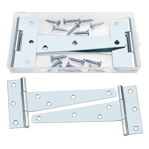 YIXISI 2 Stück 125mm T-Scharnier, Schwerlast Dreieck Scharniere, Metall T-Förmige Türscharniere mit 14 Stück Schrauben, für Holztüren, Zäune, Gartentor, Schuppentüren, Fenster, Silber von YIXISI