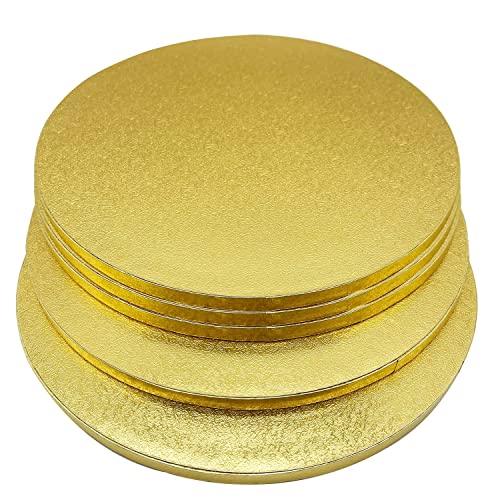 YIYICO Cake Board Tortenunterlage Cakeboard Rund 13mm x Ø 30cm/12inch 5er Wiederverwendbar Torten Unterplatten für Transport Kuchen und Torten (Gold) von YIYICO