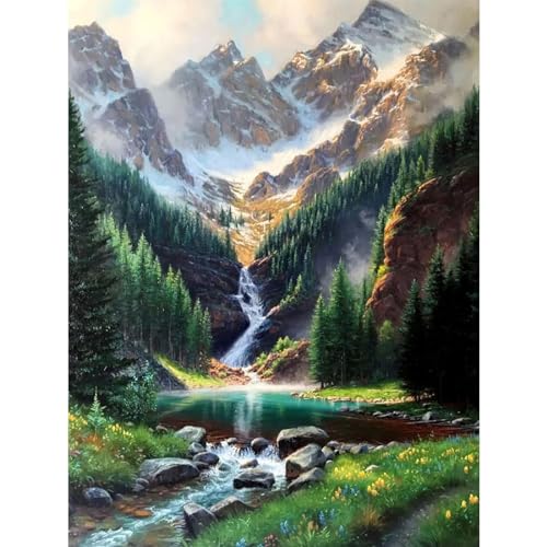 YIYUE 5D Diamond Painting Kits Bilder für Erwachsene, Berge Flüsse DIY Diamant Malerei Painting Bilder Set, Diamond Art Full Runder Malen Nach Zahlen Erwachsene Set (35x45cm), Nr. 9 von YIYUE