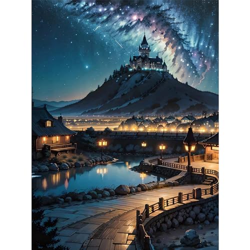 YIYUE 5D Diamond Painting Kits Bilder für Erwachsene, Schloss DIY Diamant Malerei Painting Bilder Set, Diamond Art Full Runder Malen Nach Zahlen Erwachsene Set (35x45cm), Nr. 1 von YIYUE