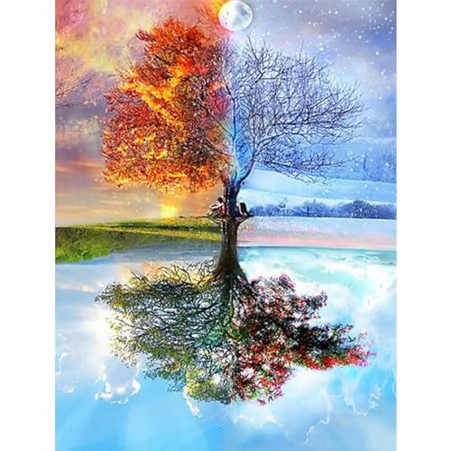 YIYUE 5D Diamond Painting Kits Bilder für Erwachsene, Tree Baum DIY Diamant Malerei Painting Bilder Set, Diamond Art Full Runder Malen Nach Zahlen Erwachsene Set (35x45cm), Nr. 16 von YIYUE