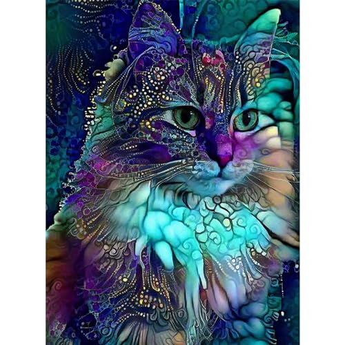 YIYUE Diamond Painting Kits Bilder für Erwachsene, Katze DIY Diamant Malerei Painting Bilder Set, 5D Diamond Art Full Runder Malen Nach Zahlen Erwachsene Set (35x45cm), Nr. 2 von YIYUE