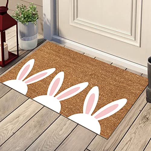 Fußmatten Ostern, Ostern Fussmatte Mit Osterhase Deko Schmutzfangmattee Waschbar Fussmatte Für Innen & Außen, Schmutzfangmattee Hasen Frühling Küche Rutschfest Teppich Bodenmatte, (A-3, One Size) von YLLQXI