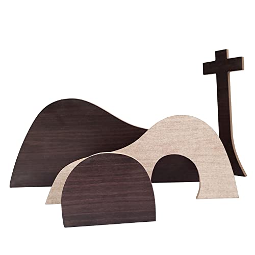 Ostern-Auferstehungs Szenen Set Osterkrippe, Ostergrab-Set aus Holz, Osterdeko Jesus-Krippe Statuen Set Mit Leerem Grab, Abnehmbares Religiöses Kunsthandwerk, Osterstatuen-Dekor, Christliches Dekor von YLLQXI