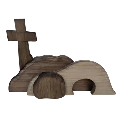 Ostern-Auferstehungs Szenen Set Osterkrippe, Ostergrab-Set aus Holz, Osterdeko Jesus-Krippe Statuen Set Mit Leerem Grab, Abnehmbares Religiöses Kunsthandwerk, Osterstatuen-Dekor, Christliches Dekor von YLLQXI