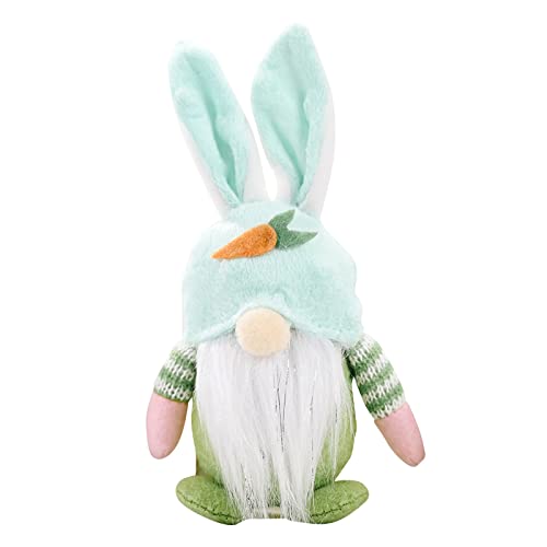 Ostern Deko Figuren Handgemachte Plüsch Osterhasen Ohren Puppen Zwerg Osterdeko Frühling Dekoration Ostern Festliche Geschenk für Kinder Familie Ostern Innen Draußen Tischdekoration (B, One Size) von YLLQXI