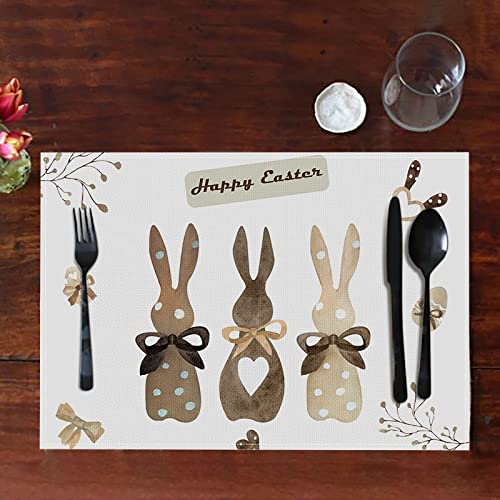 Tischdecke Ostern Hasen Platzsets Osterdeko Tischdeko Ostern Saisonal Frühling Ostern Küche Tisch Dekoration Drinnen Urlaub Party Dekor Tischsets Abwaschbar Tischset Ostern (4PCS Coffee, 30 * 45cm) von YLLQXI