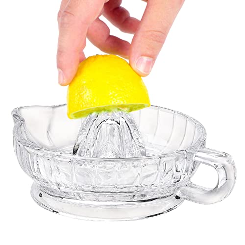 Zitronenpresse aus Glas, Kleiner Zitrus-Orangen-Entsafter mit Griff und Ausgießer, Transparenter, Leicht zu Waschender Manueller Entsafter für Obst in der Heimküche(#1) von YLSZHY