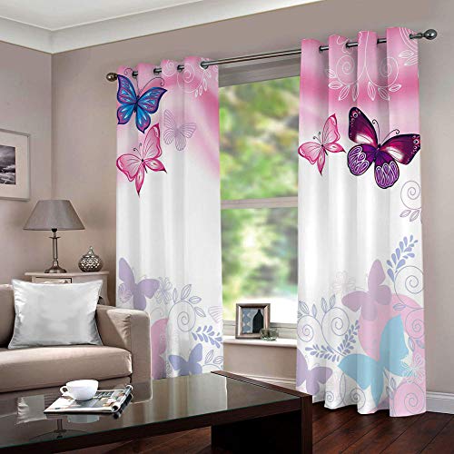 YLWMBB Vorhang Blickdicht mit Ösen 3D Rosa Schmetterling Verdunkelungsvorhang 2er Set Gardine Polyester für Schlafzimmer Kinderzimmer Wohnzimmer Dekoration 150x166cm YLWMBB Vorhang Blickdicht mit Ösen 3D Rosa Schmetterling Verdunkelungsvorhang 2er Set Gardine Polyester für Schlafzimmer Kinderzimmer Wohnzimmer Dekoration 150x166cm von YLWMBB