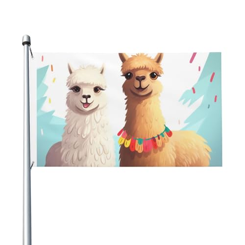 Lama-Alpaka-Flagge, 150 x 90 cm, Outdoor-Flaggen mit Ösen, doppelseitige Gartenflagge, großes Banner, Schild, Hausflaggen, Hof, Outdoor, dekorative Flagge von YNCATXZ