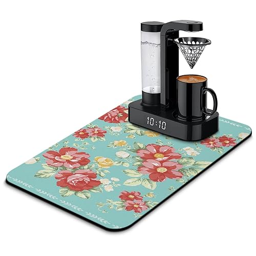 Waschbare, schnell trocknende Matten, rutschfeste Kaffeemaschine, Matte für Küchentheke, Zuhause, Kaffee, Bar, Pad, 59,9 x 39,9 cm von YNKNGYTR