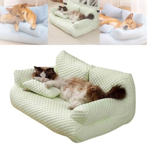 YODAOLI Ice Silk Cooling Pet Bed Breathable Washable Dog Sofa Bed, 2024 New Dog Cooling Bed Summer Sleeping Cool Ice Silk Bed for Small, Cats Breathable Washable Pet Beds (Large,Green) von YODAOLI