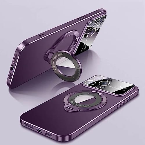YODAOLI Large Window Phone Case Leak Label Magnetic Bracket for iPhone 14/13/12/11Pro Max (Purple,for iPhone 12Pro Max) von YODAOLI