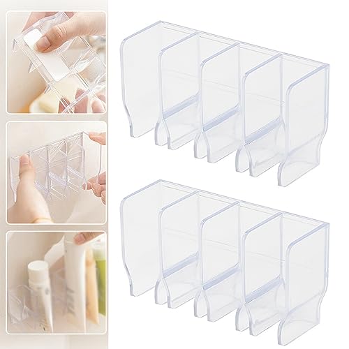 YODAOLI Wall-Mounted Skincare Organizer Shelf for Cleansers, 2023 New Wall-Mounted Traceless Bathroom Shelf for Face Cleanser Storage, Skincare Organizers Acrylic Shelves 4 Gap (Transparent,2Pcs) von YODAOLI