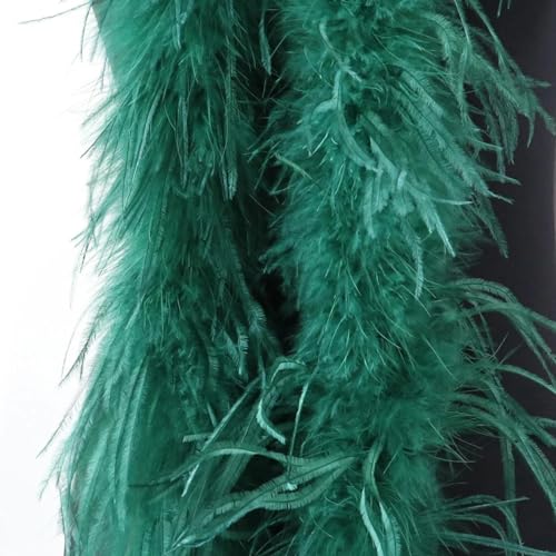 Natürliche Straußenfederboa, 10-fädiges Band, 1 m oder 2 m, Dekoration für Kostüm, Kleidung, Nähzubehör, mehrfarbig, dunkelgrün, 1 m, 8-fädig von YOGAES