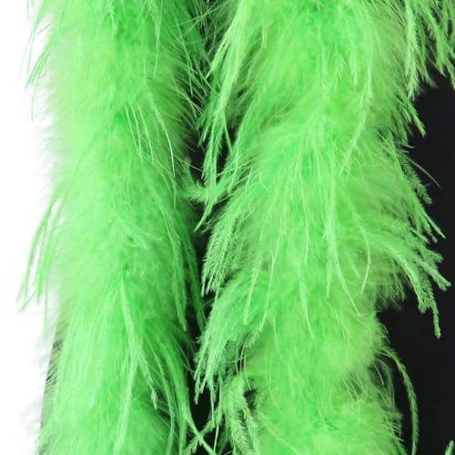 Natürliche Straußenfederboa, 10-fädiges Band, 1 m oder 2 m, Dekoration für Kostüm, Kleidung, Nähzubehör, mehrfarbig, grün, 1 m, 8-fädig von YOGAES