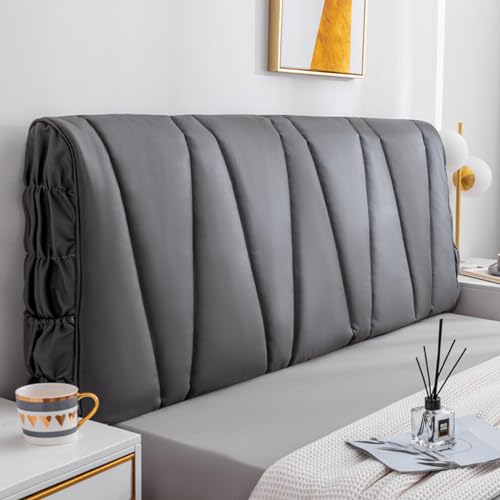 YOHOCS Bett Kopfteil Bezug, Bettkopfteil Hussen, Staubdicht Kopfteil Schonbezug für eine Vielzahl von Bettköpfen, Bett Zurück Schutz Verdickt All-Inclusive Kopfteil Husse,Dark Grey,180cm von YOHOCS