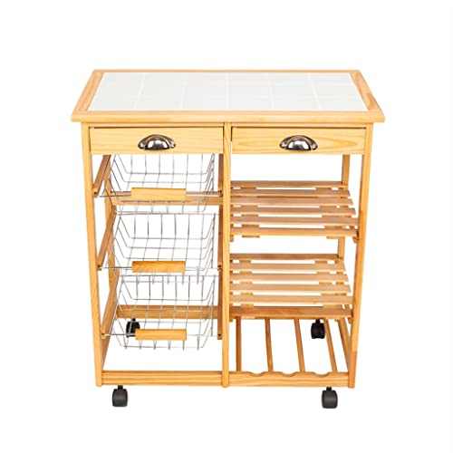 YOMMIOO Küchen- und Esszimmerwagen, herausnehmbares Lagerregal mit 2 Schubladen und rollenden Rädern, Küchenwagen, Esszimmerwagen von YOMMIOO