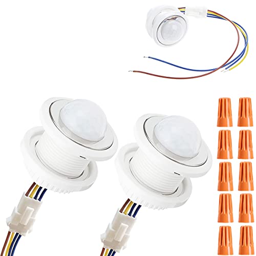 Youmile 2 Stück Mini Closet PIR Sensor Switch Einstellbar 110-240V Menschlicher Körper aktivierter LED-Sensor Intelligente Erkennung Infrarot-Induktion mit Knopfkappe von Youmile