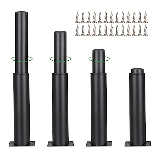 4 Stück Möbelfüße Verstellbar 180-330mm Tischbeine Möbelfüße Höhenverstellbar Möbelbeine Metall Schwarz Schrankfüße Sofafüße Rund Möbelfüße für Fernsehschrank, Sofa, Tisch, Sessel, Schreibtisch von YOUNTHYE