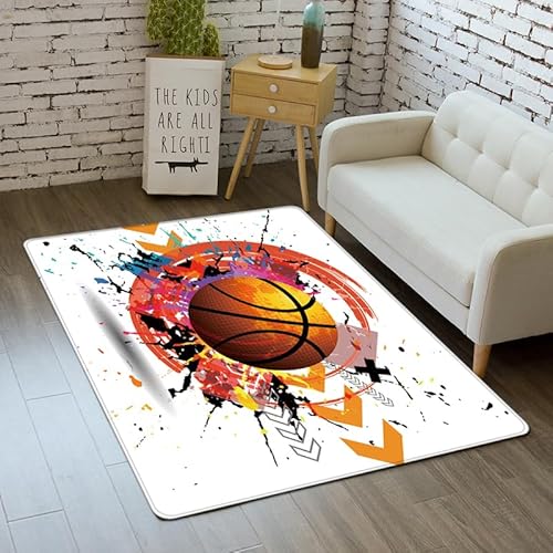 YOUOUSI Basketball-Kunstdruck, Bereich Teppich, Kinderzimmer, Wohnzimmer, Schlafzimmer, Heimdekoration, Teppich, rutschfeste Matte, Spielmatte, Geschenk von YOUOUSI