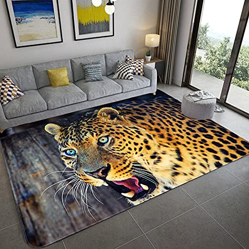 YOUOUSI Leopard 3D Tierdruck Kinderzimmer Teppich Junge Schlafzimmer Antirutschmatte Badezimmer Heimdekoration Spiel Krabbelbodenmatte von YOUOUSI