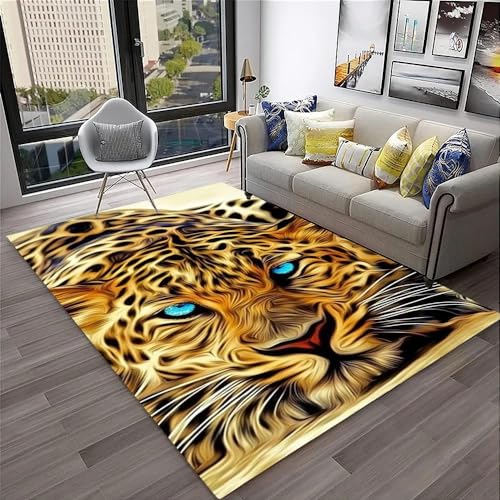 YOUOUSI Raubtier Tier Leopard Teppich Großer Wohnzimmerbereich Teppich Mitteltisch Teppich Kinderbodenmatte Anti-Rutsch-Matte Geschenk von YOUOUSI