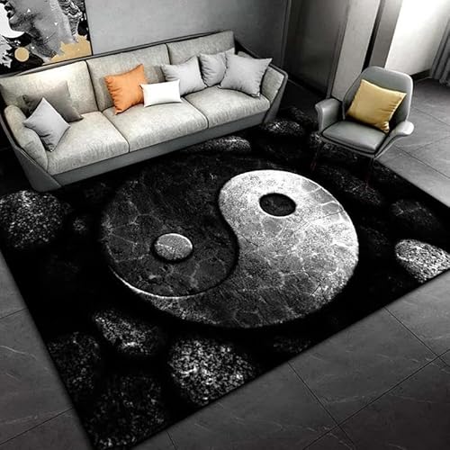 YOUOUSI Retro Yin Yang Tai Chi Eingang Teppich Fußmatte Wohnzimmer Teppich rutschfeste Flur Schlafzimmer Badezimmer Bodenmatte Küche Bodenmatte von YOUOUSI