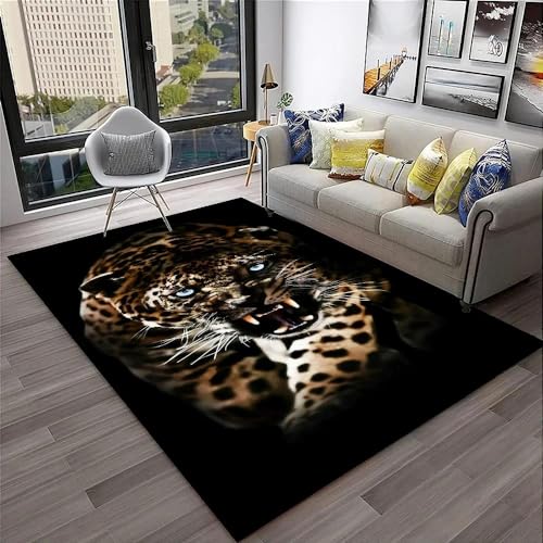 YOUOUSI Wilder Tier-Leoparden-Teppich, Eingangstürmatte, Wohnzimmer-Teppich, Kinderzimmer-Fußmatte, Spielzimmer-Teppich, Zimmer-Dekorationsmatte von YOUOUSI