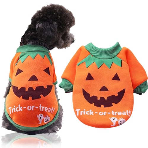Halloween Hundekleidung,Halloween Katze Kleidung, Halloween Haustier Kürbis Cosplay Hund Bekleidung,für kleine mittel große Hunde Katze(Kürbis, XL) von YOUYIKE