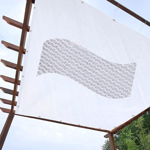 Weißes Markise mit Ösen,Sichtschutz-Netz,Schattenspender für draußen,Atmungsaktives Sonnensegel,Sunblock-Schatten-Tuch,90-95% Beschattungsgrad,Anpassbar,White-2x5m(7 * 16ft) von YQOLG87