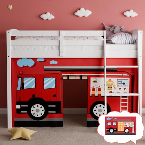 YRDKB Feuerwehr-Etagenbett-Vorhänge, hochwertige und anpassbare Cartoon-Hochbettvorhänge für Kinder, um die fantasievolle Kreation zu verbessern, Schlafzimmervorhänge (1 Stück, Feuerwehr) von YRDKB