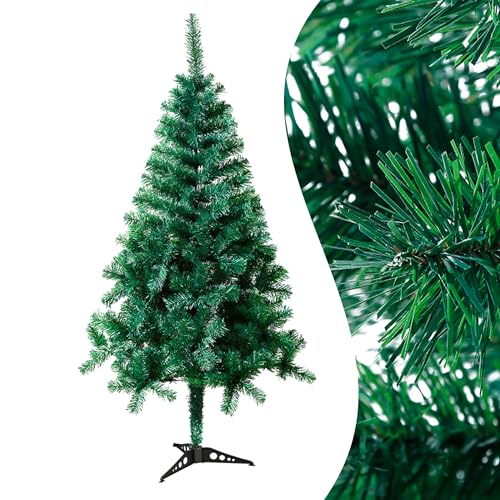 YRHome PVC Künstlicher Weihnachtsbaum 120cm 180 Spitzen Tannenbaum Christbaum naturgetreu Weihnachtsdeko Weihnachtsbäume -Schnellaufbau Klappsystem, Schwer entflammbar und Ständer -Grün von YRHome