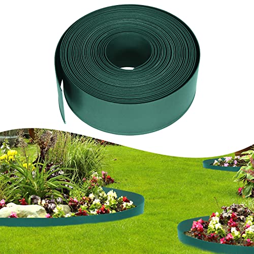 YRHome Rasenkante Kunststoff Beeteinfassung Mähkante Rolle -40m Lang 12cm Hoch Beetumrandungen Garten Rasenmähkante für Raseneinfassung Blumenbeet Gartenumrandung, Grün von YRHome