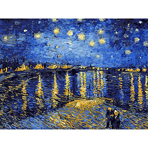 YSCOLOR Diamant Painting Diamant Stickerei Weihnachten Geburtstag Einzigartiges Geschenk Van Gogh Sternenhimmel Der Rhône Diamant Malerei Kreuzstich Geschenk 30X40Cm von YSCOLOR