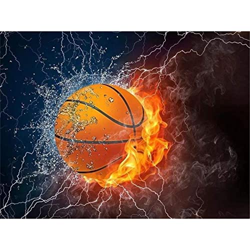 YSCOLOR Diamant Painting Runde Voller Diamanten Mosaik Basketball 5D DIY Diamant Malerei Cartoon Bohren Voll Runde Bild Von Strass Dekoration 30X40Cm von YSCOLOR