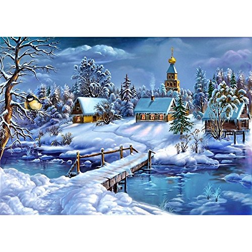 YSCOLOR Diamant Painting Volle Runde Diamant 5D DIY Diamant Malerei Winter Schnee Runde Diamant Stickerei Kreuzstich Strass Mosaik Dekoration 30X40Cm von YSCOLOR