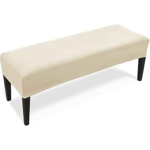 YSLLIOM Samt Dining Bench Cover Für Esszimmer, Weich Stretch Bezug Für Esszimmerstuhl Abnehmbare Waschbar Bank-Bezug Protector Für Wohnzimmer Küche Schlafzimmer (Beige) von YSLLIOM